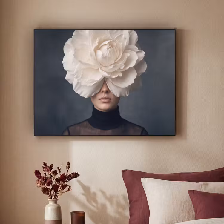 Portret - Mysterieus - Wit Textielframe zwart klein -sfeer1