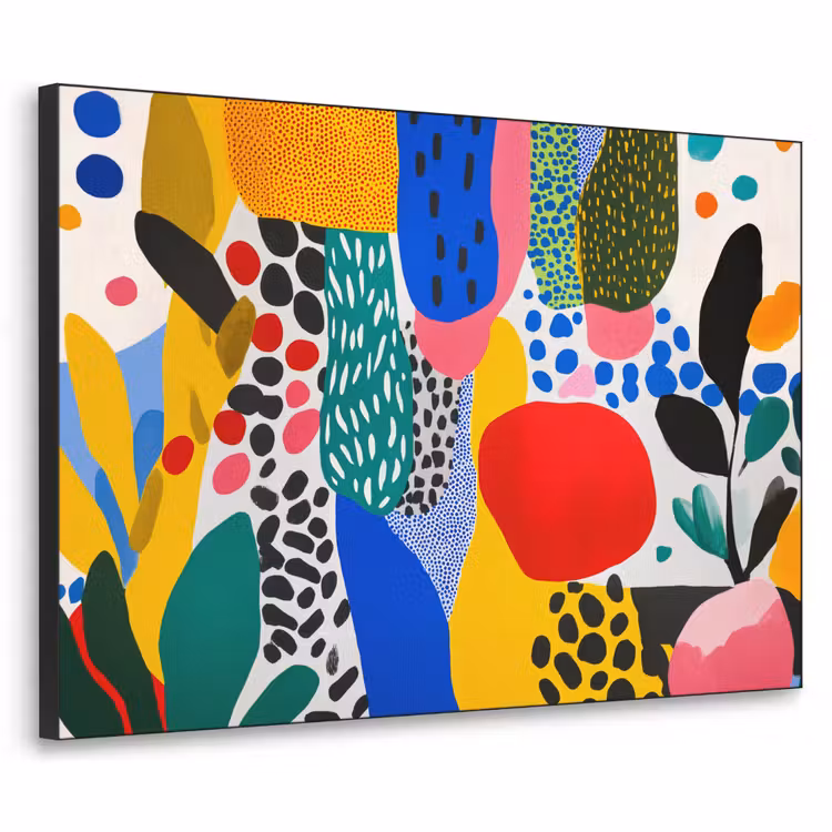 Stippen - Vormen - Modern - Kleuren Textielframe zwart klein -3d