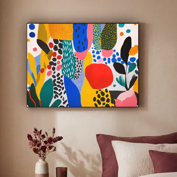 Stippen - Vormen - Modern - Kleuren Textielframe - compleet frame klein -sfeer1