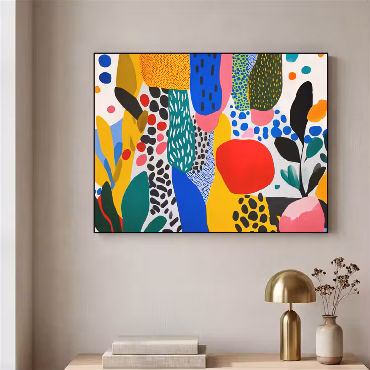 Stippen - Vormen - Modern - Kleuren Textielframe - compleet frame klein -sfeer2