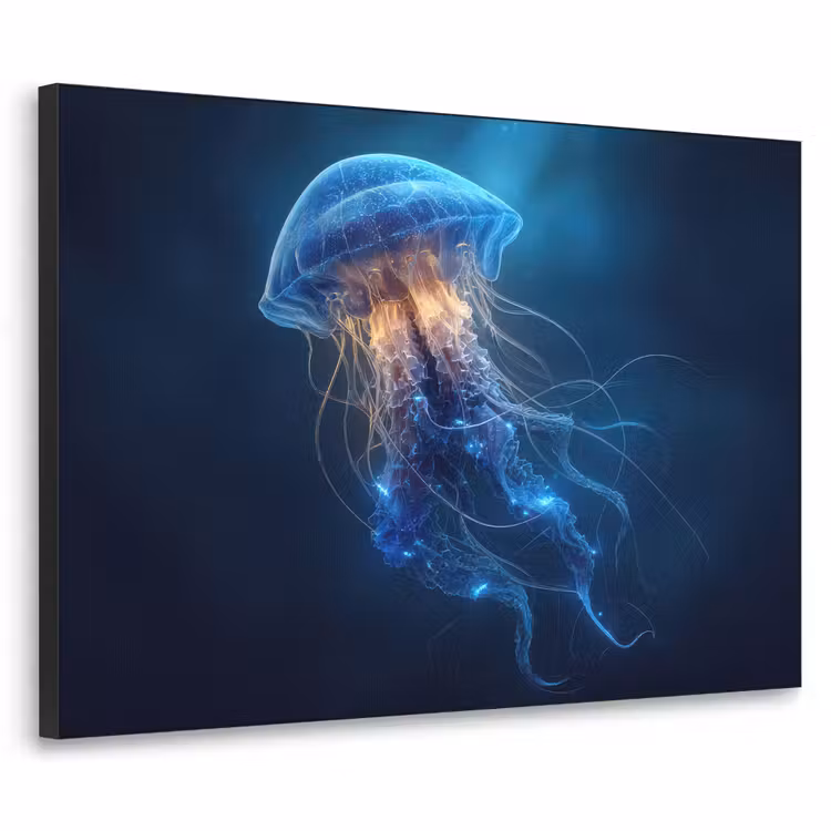 Kwal - Lichtgevend - Tentakels - Blauw Textielframe - compleet frame klein -3d