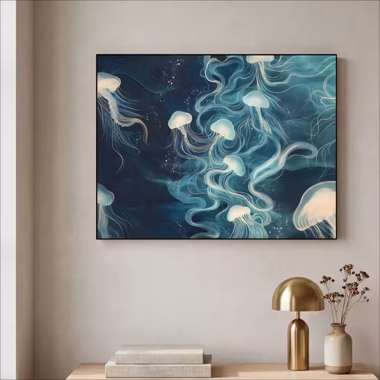 Kwallen - Zee - Wit - Golven Textielframe - compleet frame klein -sfeer2