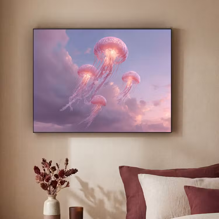 Kwallen - Roze - Wolken Textielframe - compleet frame klein -sfeer1