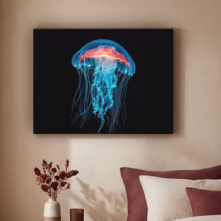 Kwal - Tentakels - Blauw - Licht Textielframe zwart klein -sfeer1