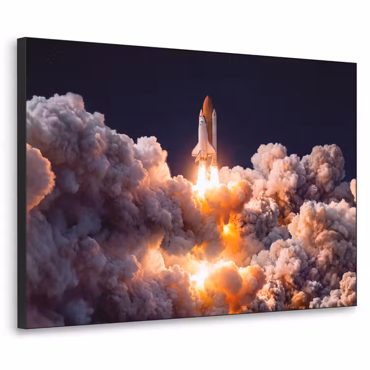 Art Frame - Raumfahrzeug – Start – Sterne - Ruimtevaartuig - Lancering - Sterren Textielframe zwart klein