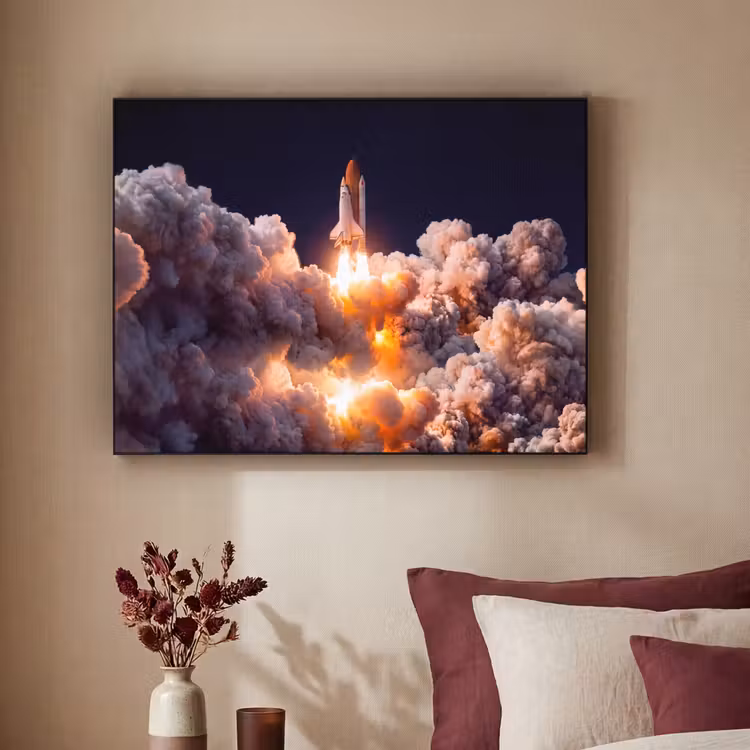 Art Frame - Raumfahrzeug – Start – Sterne - Ruimtevaartuig - Lancering - Sterren Textielframe zwart klein