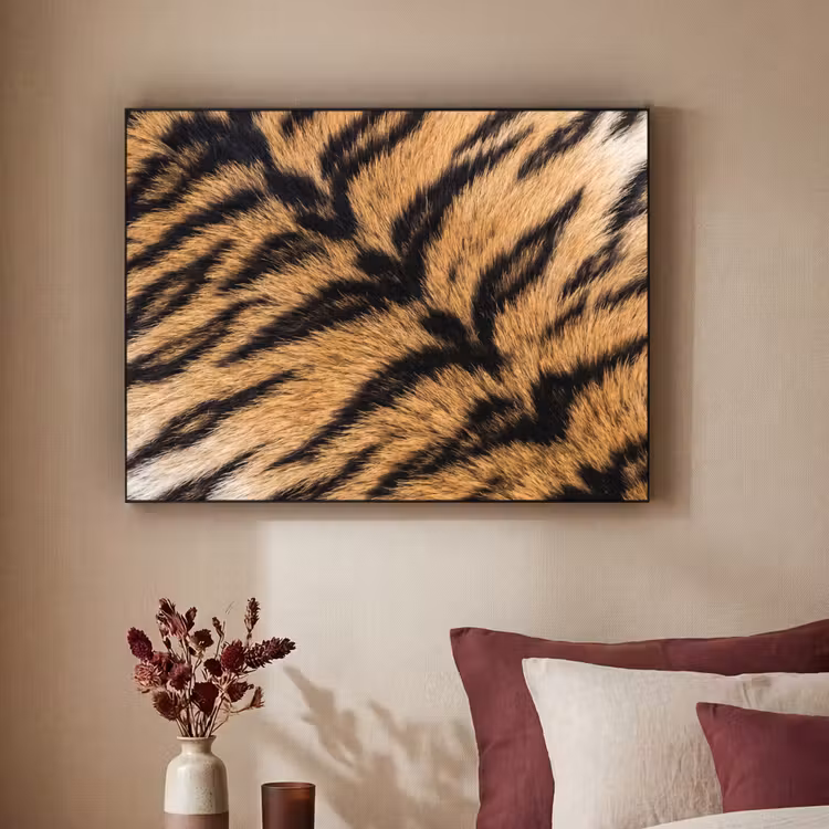 Realistisch - Tijgervacht - Zwart Textielframe zwart klein -sfeer1