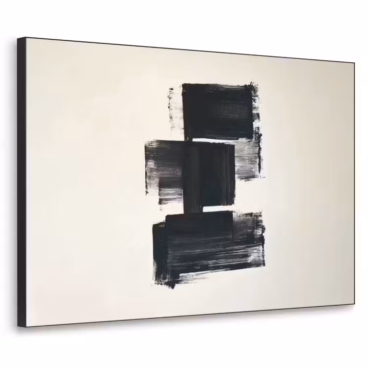 Rechthoeken - Penseelstreken - Abstract - Zwart Textielframe zwart klein -3d