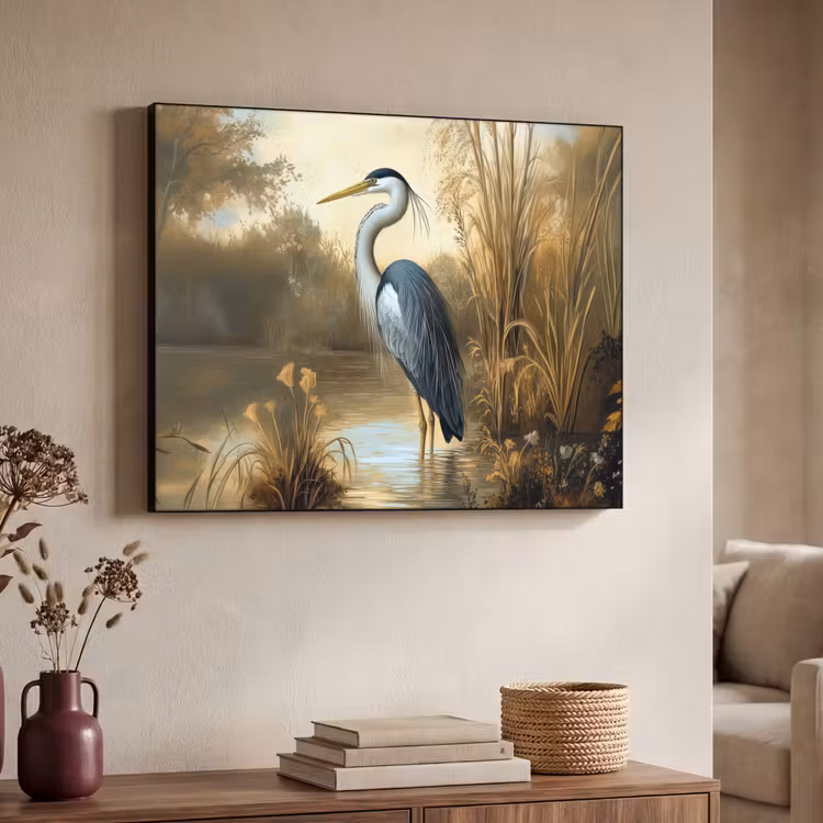 Reiger - Water - Planten Textielframe - compleet frame klein -sfeer3