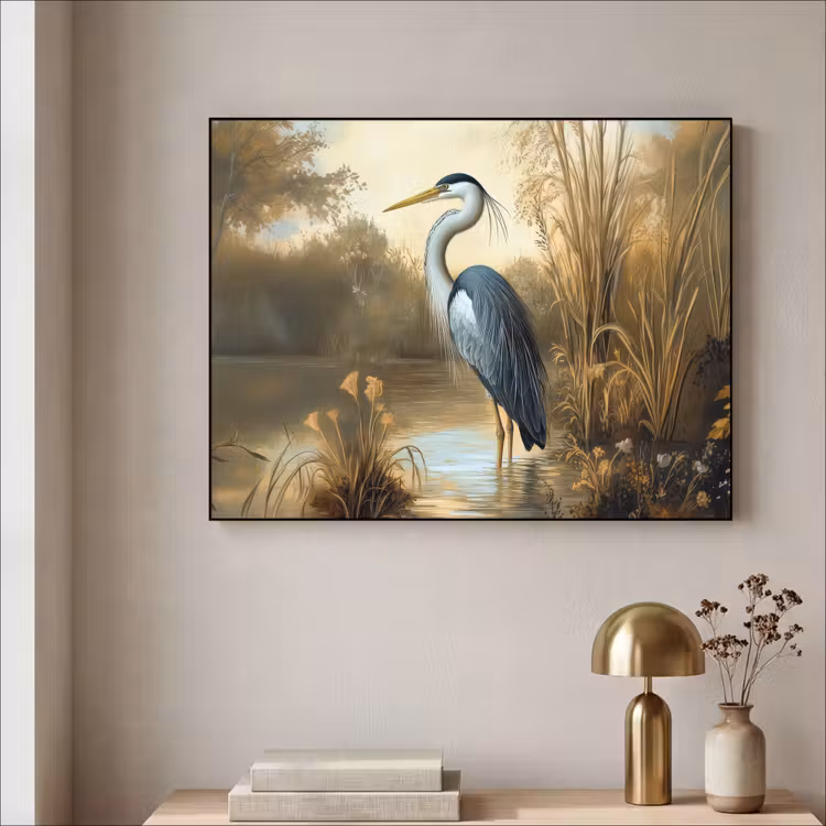 Reiger - Water - Planten Textielframe - compleet frame klein -sfeer2