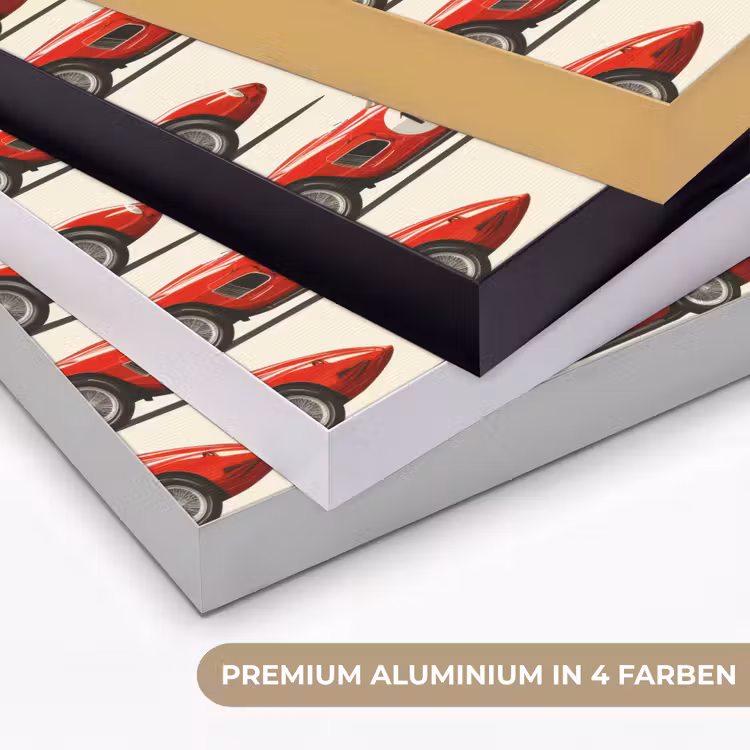 Raceauto - Retro - Rood Textielframe zwart klein 947 -USP_kleurenDE