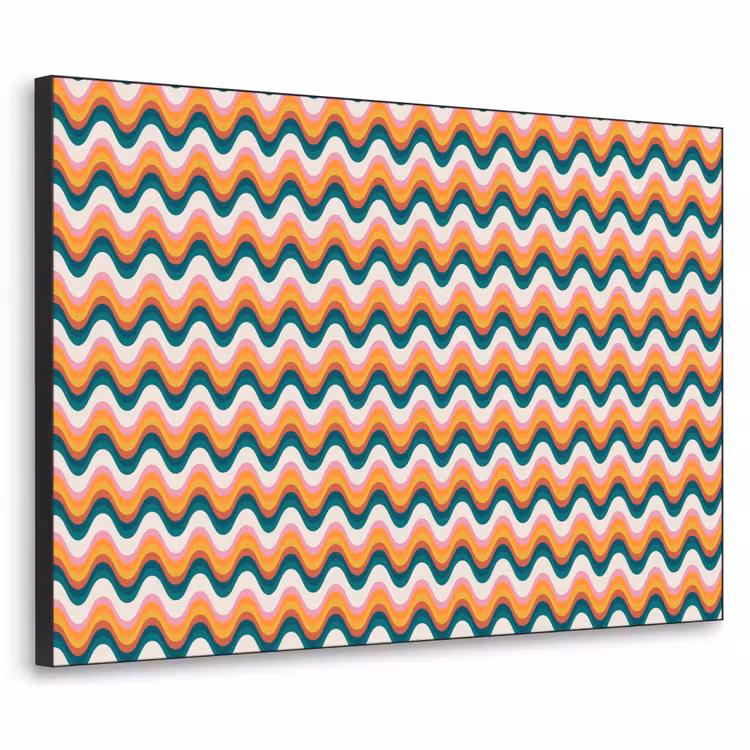 Retro - Disco - Golven - Kleur Textielframe zwart klein 947 -3d