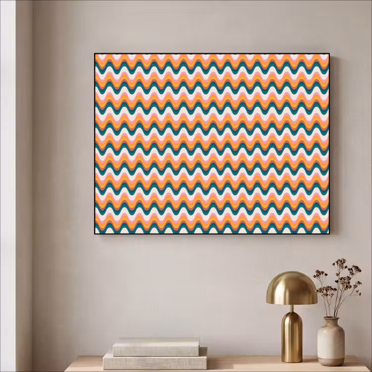 Retro - Disco - Golven - Kleur Textielframe zwart klein 947 -sfeer2