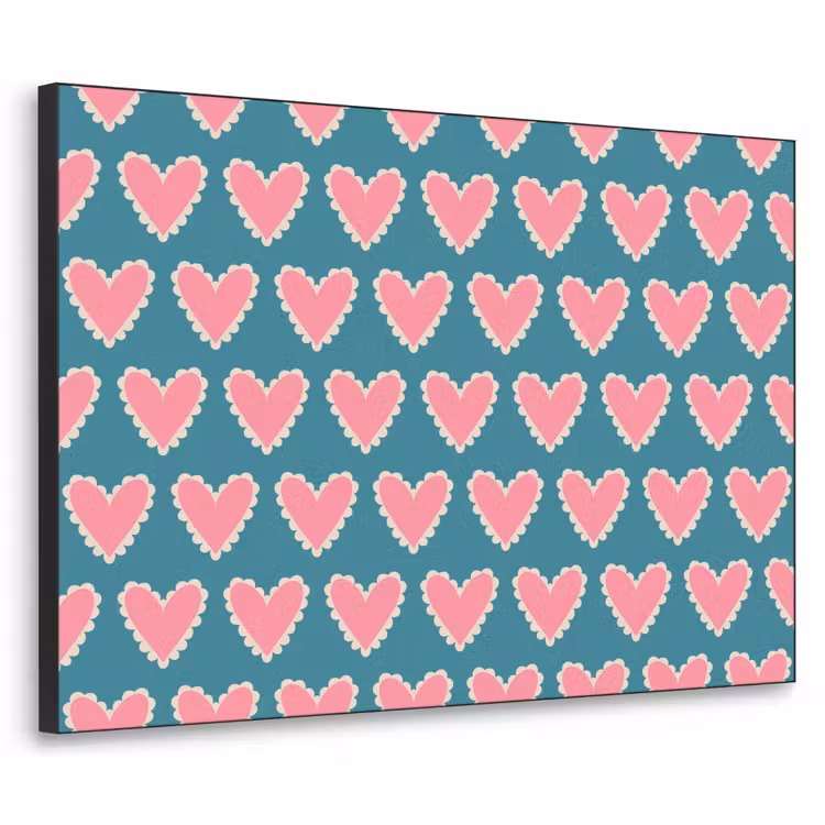 Retro - Hartjes - Patroon Textielframe zwart klein 947 -3d