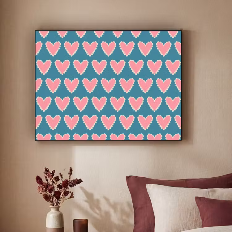 Retro - Hartjes - Patroon Textielframe zwart klein 947 -sfeer1