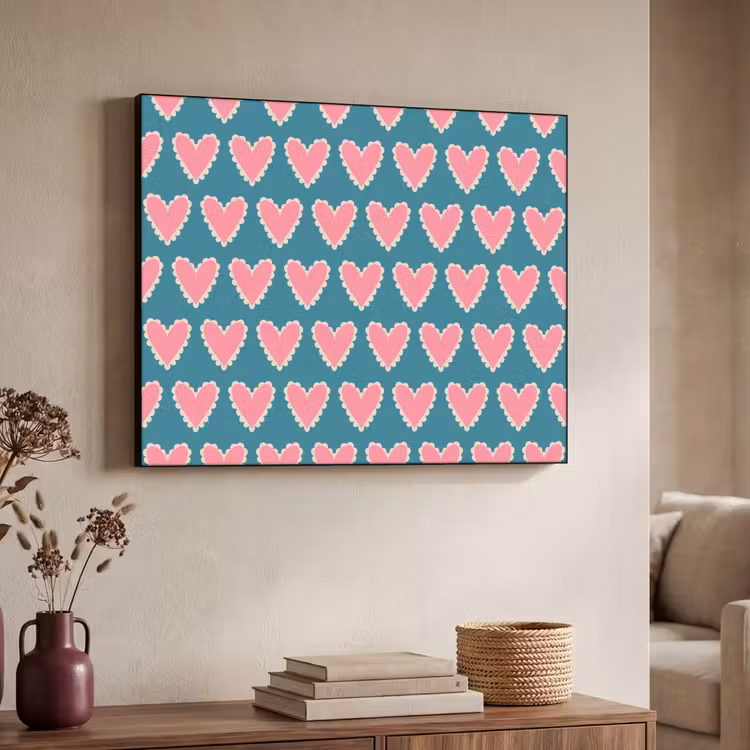 Retro - Hartjes - Patroon Textielframe - compleet frame klein 947 -sfeer3