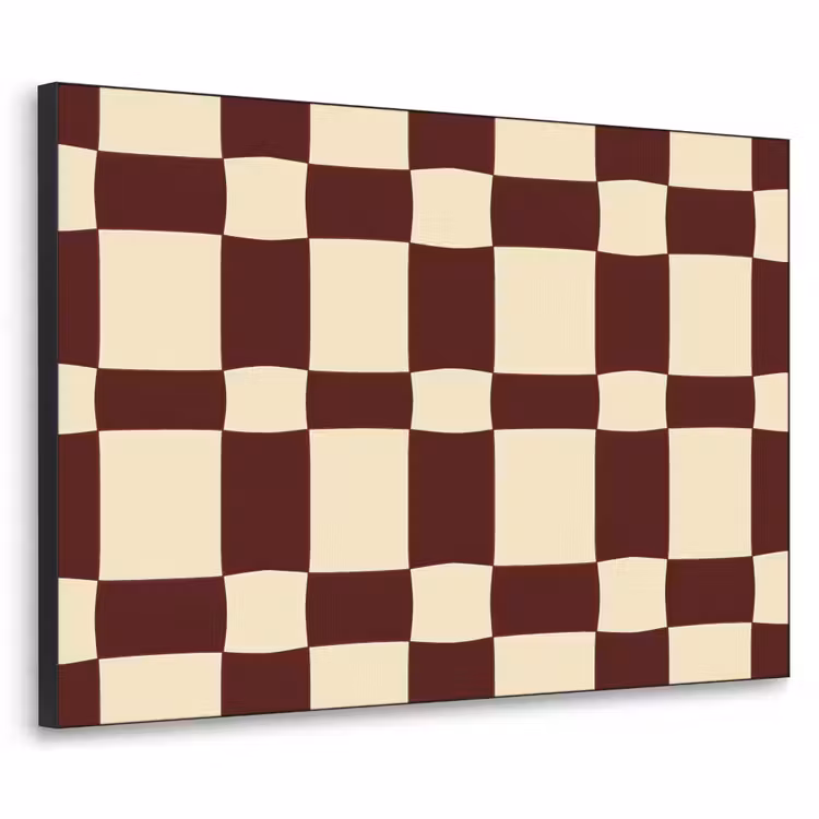 Retro - Patroon - Bruin Textielframe zwart klein 947 -3d