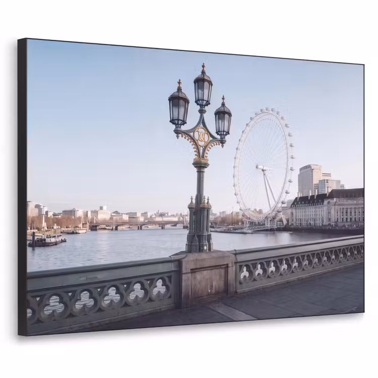 Reuzenrad - Londen - Stad - Architectuur - Brug Textielframe zwart klein -3d