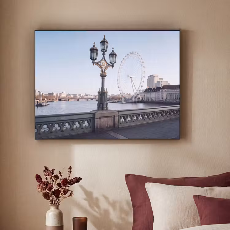 Reuzenrad - Londen - Stad - Architectuur - Brug Textielframe zwart klein -sfeer1