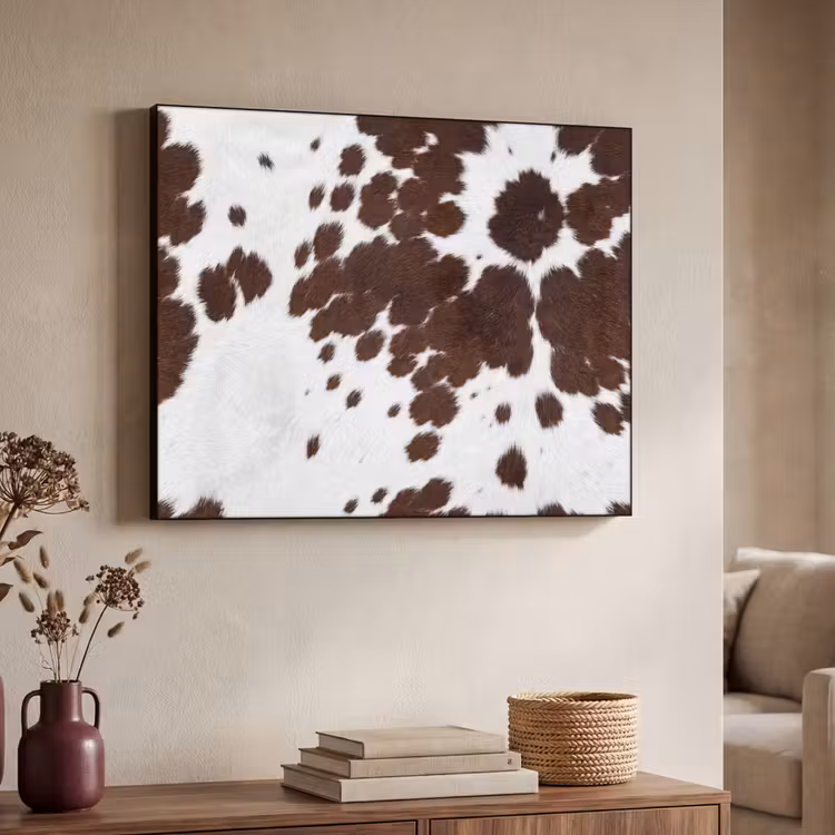 Koeienhuid - Klassiek - Bruin Textielframe zwart klein -sfeer3