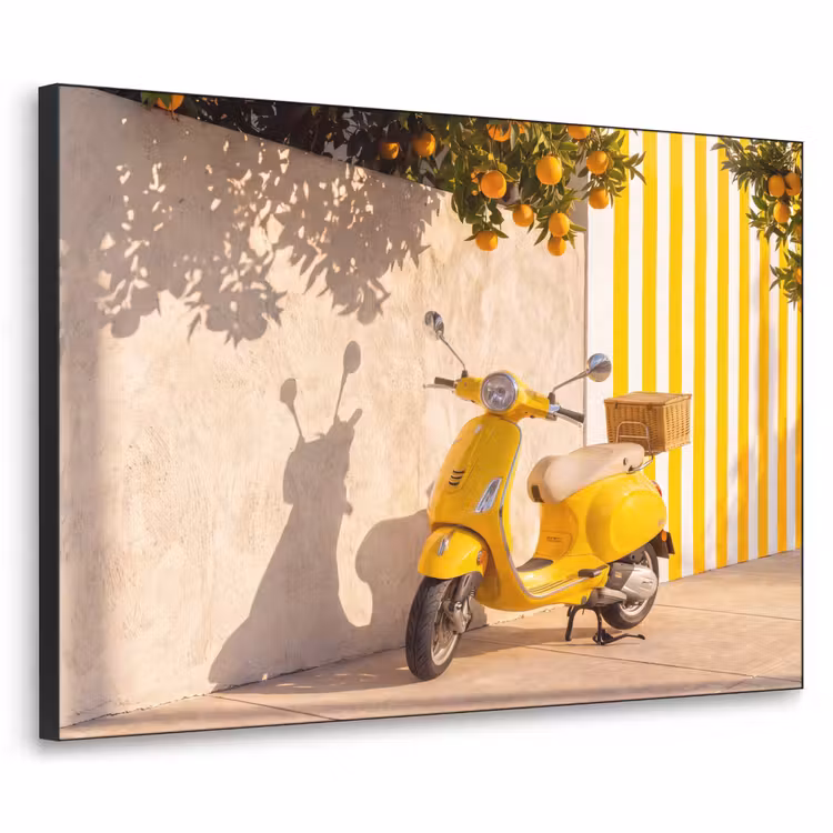 Scooter - Natuur - Zomer - Geel - Mediterraan Textielframe zwart klein -3d