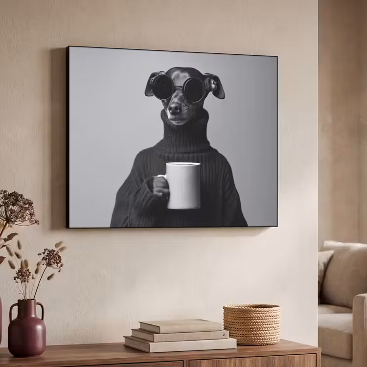 Coltrui - Hond - Bril - Mok Textielframe - compleet frame klein -sfeer3