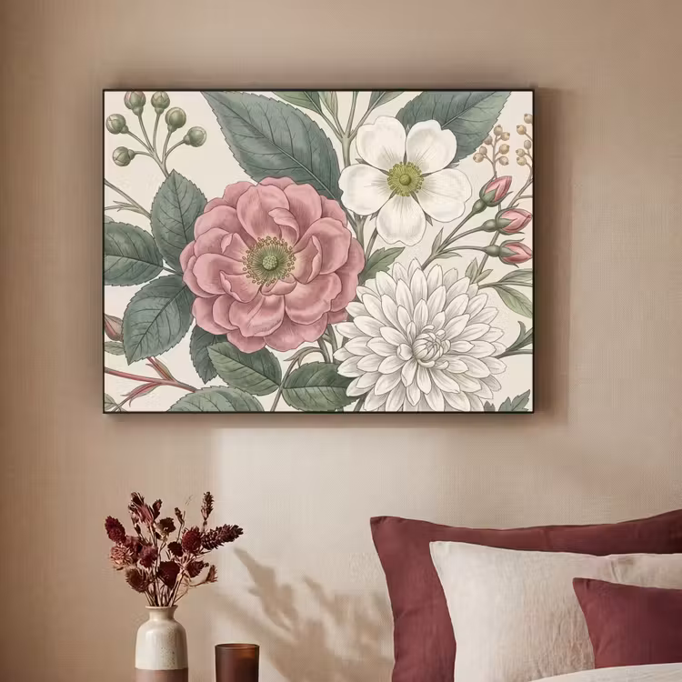 Romantisch - Design - Kleurrijk Textielframe zwart klein -sfeer1