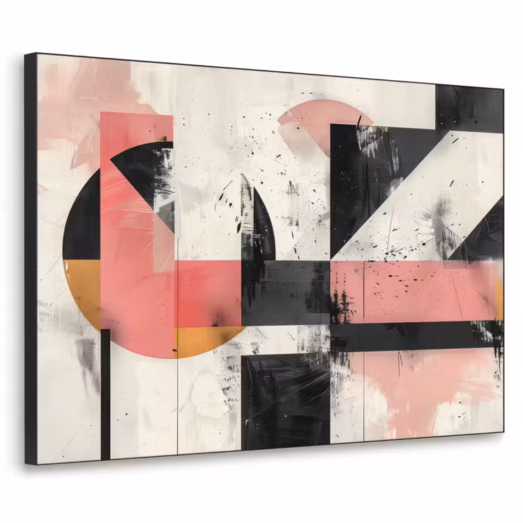 Roze - Abstract - Aesthetic - Modern - Vormen Textielframe - compleet frame klein -3d