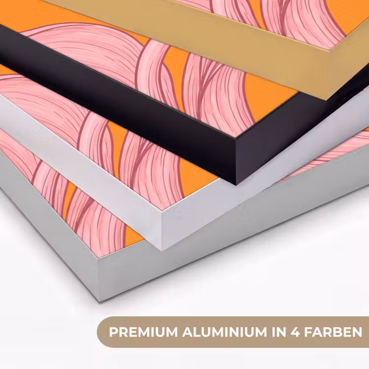 Art Frame - Rosa Blumen – Modern - Roze bloemen - Modern Textielframe zwart klein