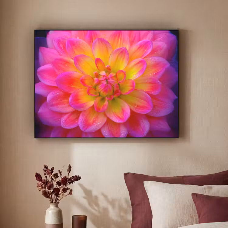Roze - Dahlia - Kleurrijk Textielframe - compleet frame klein -sfeer1