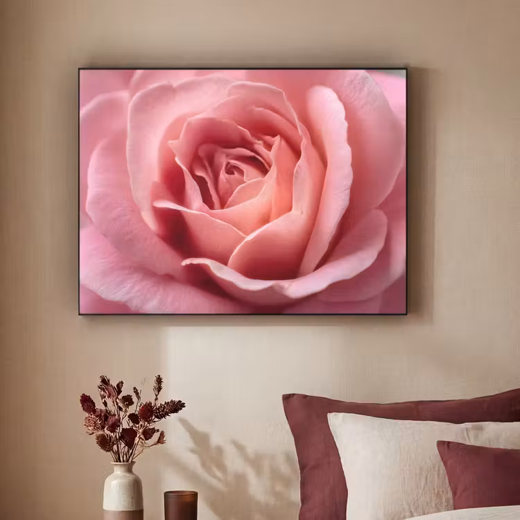 Roze - Roos - Romantisch Textielframe zwart klein -sfeer1