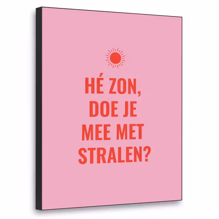 Roze - Zon - Quote Textielframe - compleet frame klein -3d