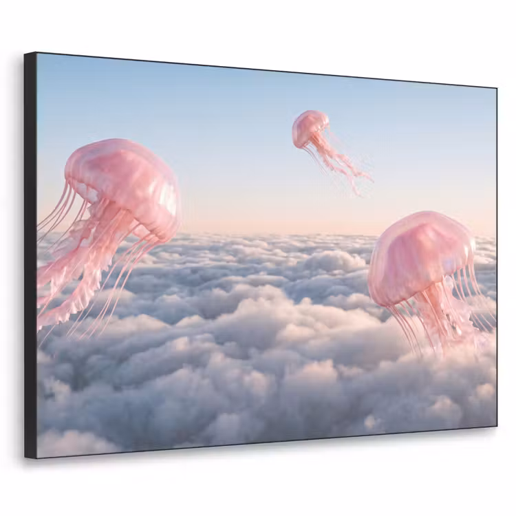 Art Frame - Rosa Tier – Wolken - Roze dier - Wolken Textielframe zwart klein