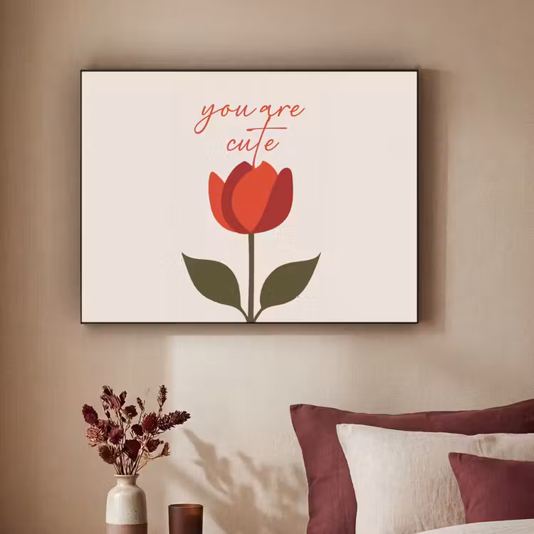 Roos - Rood - Bloem - Valentijn Textielframe - compleet frame klein -sfeer1