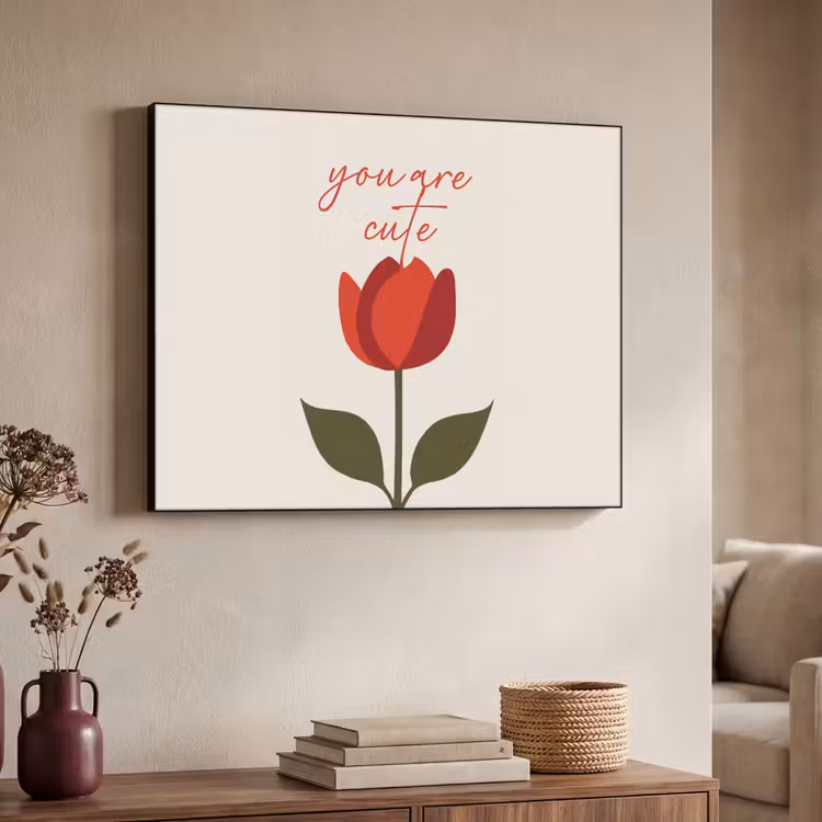 Roos - Rood - Bloem - Valentijn Textielframe - compleet frame klein -sfeer3