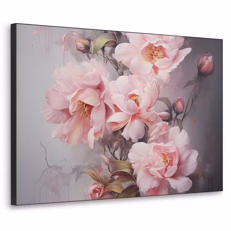 Rozen - Bloemen - Roze - Kunst - Watercolor Textielframe zwart klein -3d