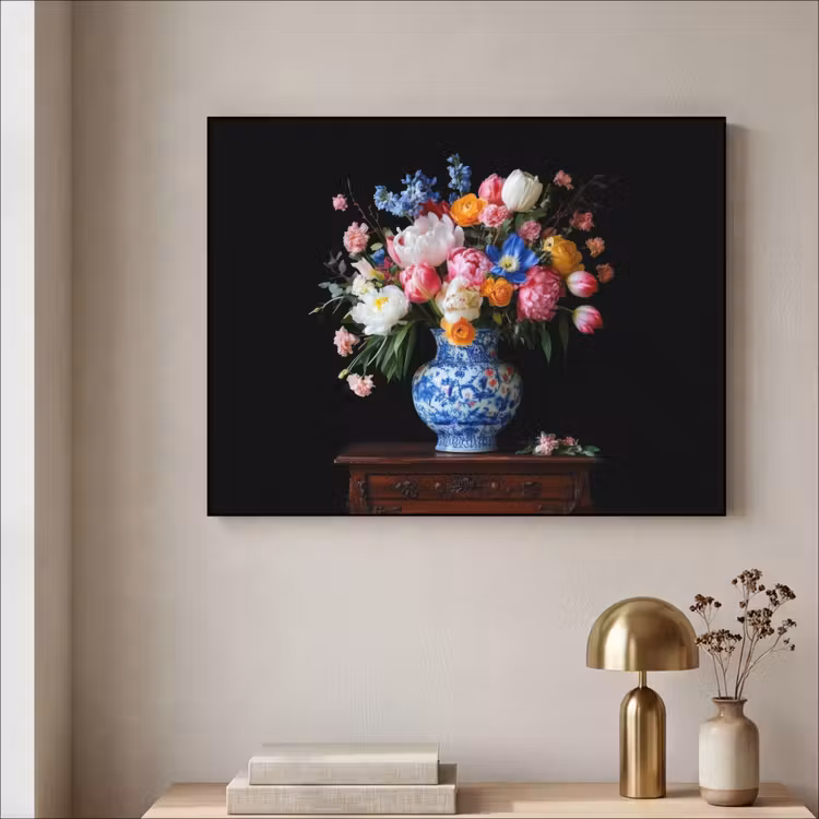 Rozen - Bloemen - Vaas - Boeket Textielframe - compleet frame klein -sfeer2