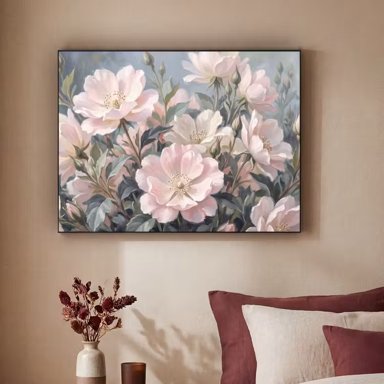 Rozen - Illustratie - Roze Textielframe zwart klein -sfeer1