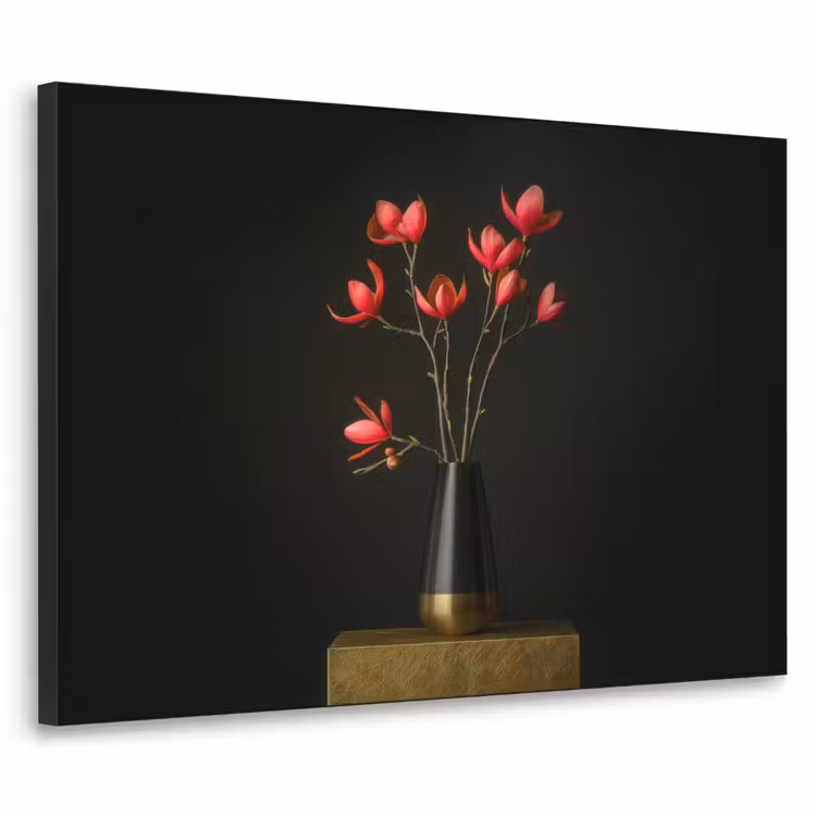 Rode - Bloemen - Vaas Textielframe - compleet frame klein -3d