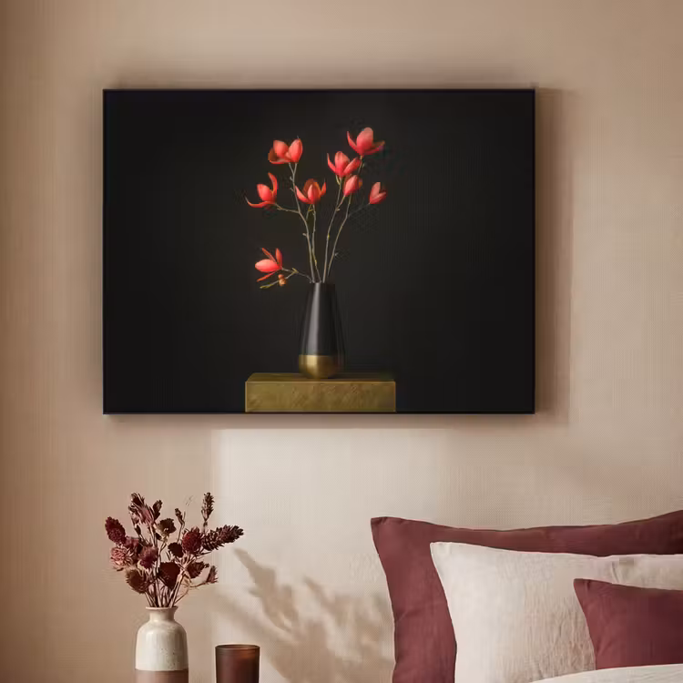 Rode - Bloemen - Vaas Textielframe - compleet frame klein -sfeer1