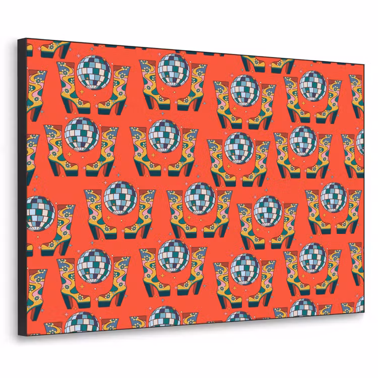 Rood - Disco - Patroon Textielframe zwart klein 947 -3d