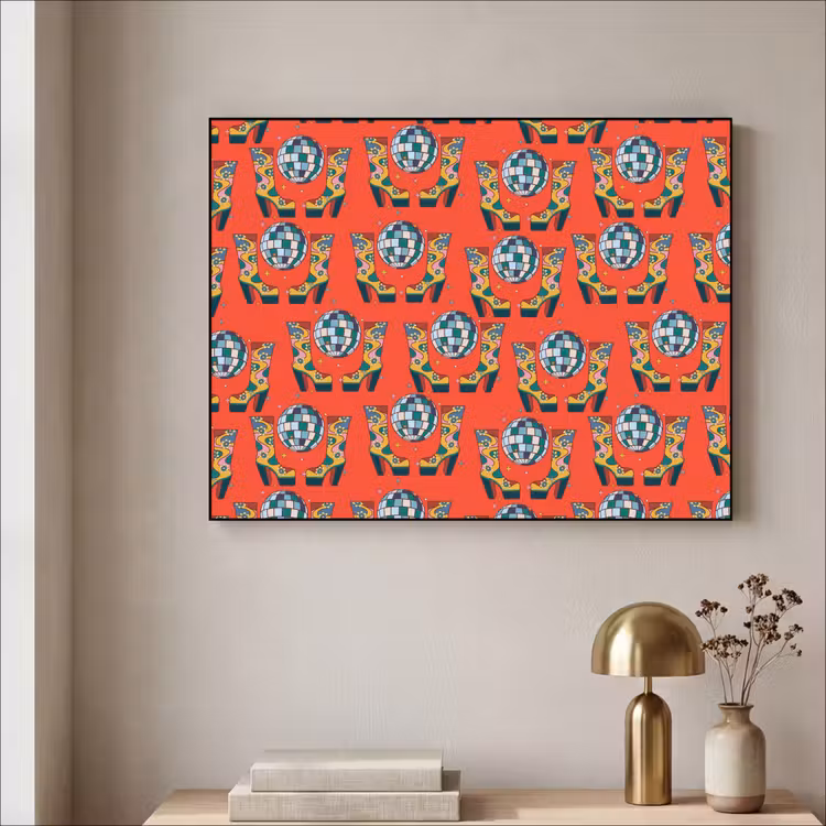 Rood - Disco - Patroon Textielframe zwart klein 947 -sfeer2