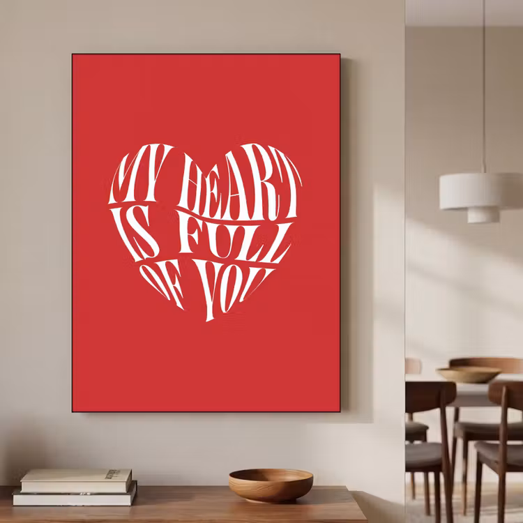 Rood - Hart- Tekst - Valentijn Textielframe zwart klein -sfeer2