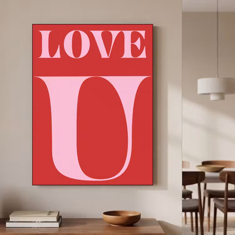 Rood - Love - Valentijn - Roze Textielframe zwart klein -sfeer2