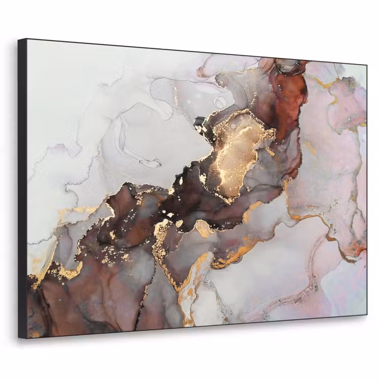 Rood - Marmer - Goud Textielframe zwart klein -3d