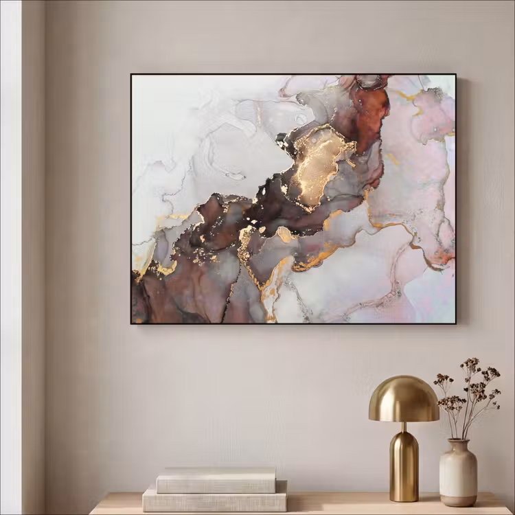 Rood - Marmer - Goud Textielframe zwart klein -sfeer2