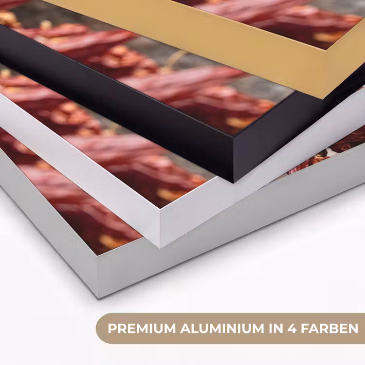 Art Frame - Rote Chilischoten – Essen - Rode pepers - Eten Textielframe zwart klein