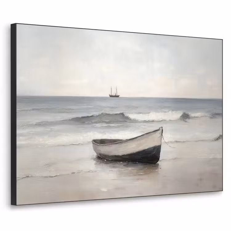 Roeiboot - Zee - Horizon Textielframe zwart klein -3d