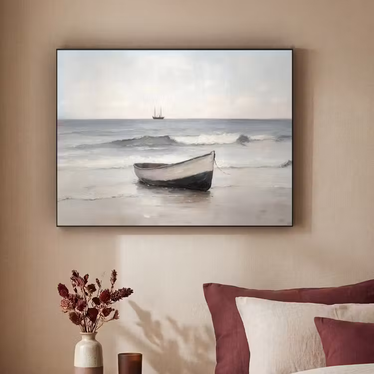 Roeiboot - Zee - Horizon Textielframe - compleet frame klein -sfeer1