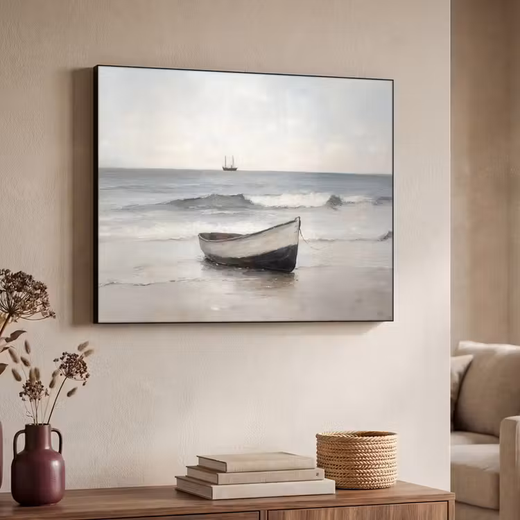 Roeiboot - Zee - Horizon Textielframe - compleet frame klein -sfeer3